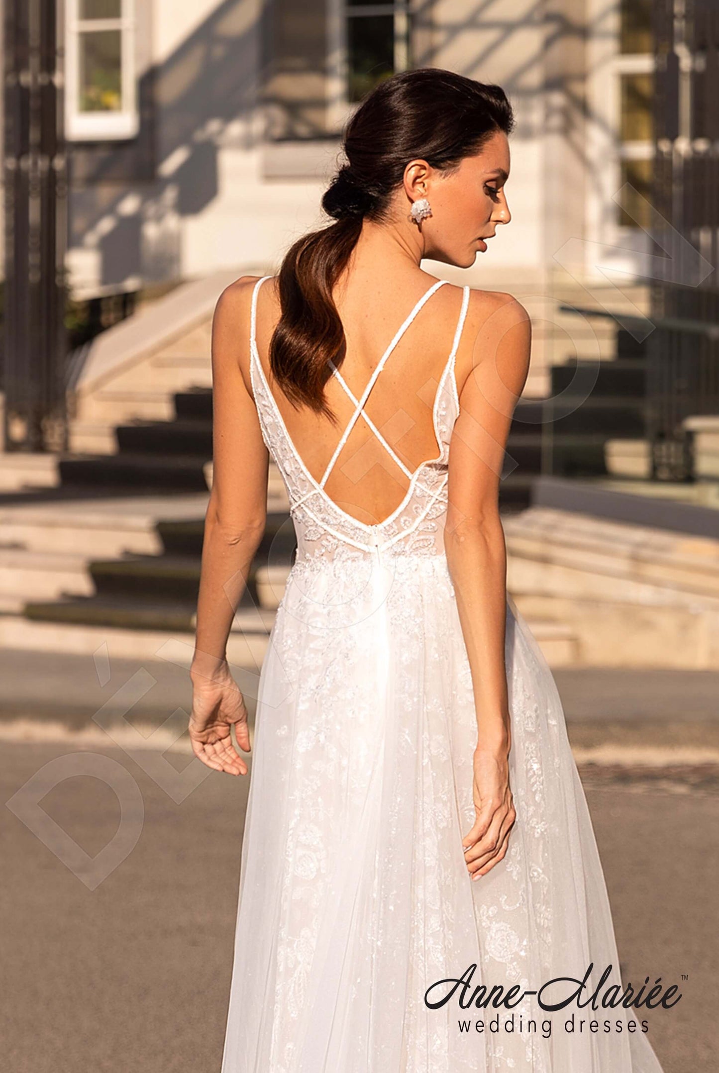 Fabba Criss cross back A-line Straps Wedding Dress 3