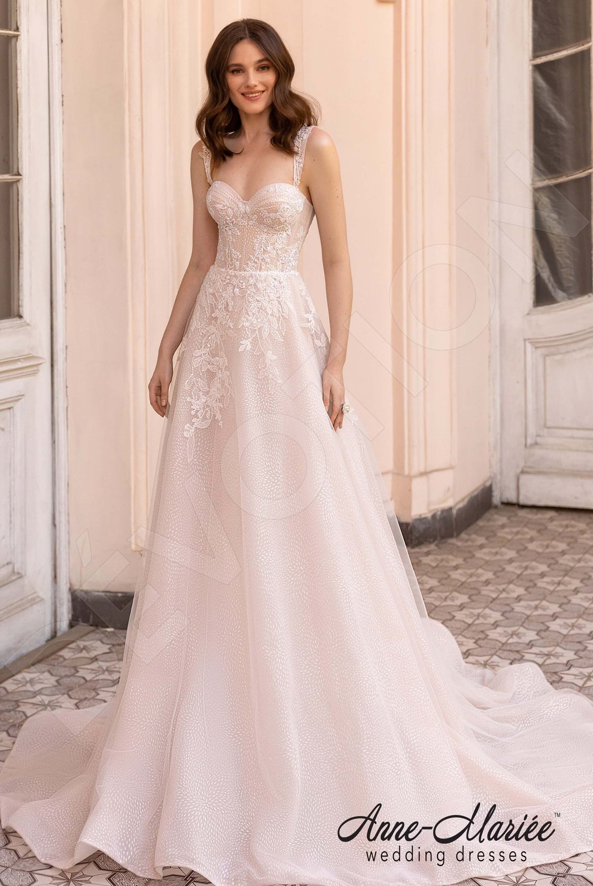 Emelin A-line Sweetheart Milk PowderPink Wedding dress